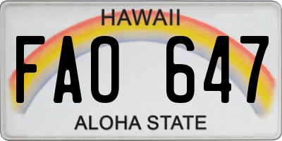 HI license plate FAO647