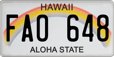 HI license plate FAO648