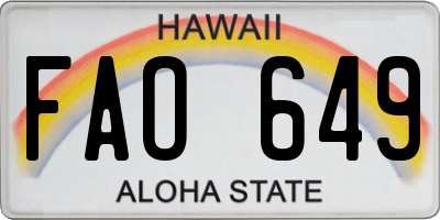 HI license plate FAO649