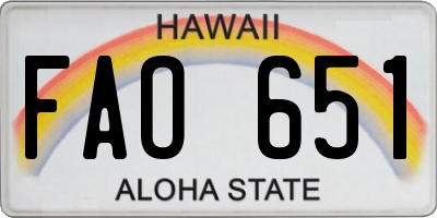 HI license plate FAO651