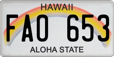 HI license plate FAO653