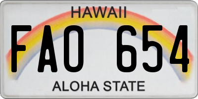 HI license plate FAO654
