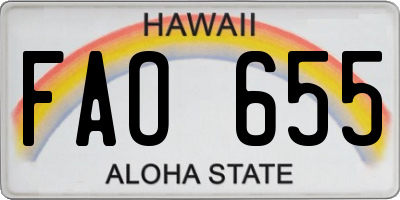 HI license plate FAO655