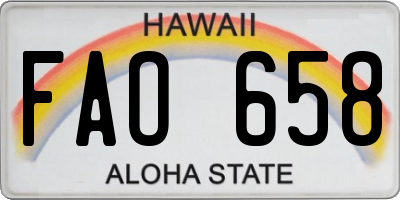HI license plate FAO658