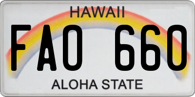 HI license plate FAO660