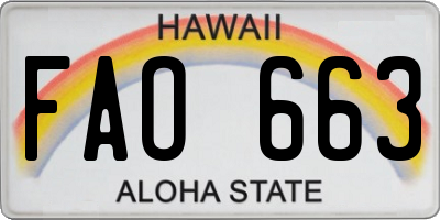 HI license plate FAO663