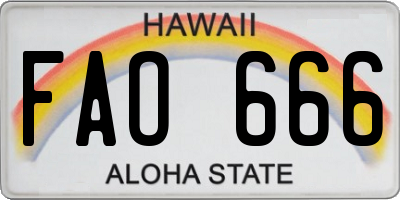 HI license plate FAO666