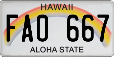 HI license plate FAO667