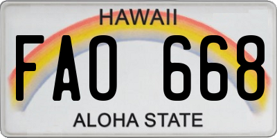 HI license plate FAO668