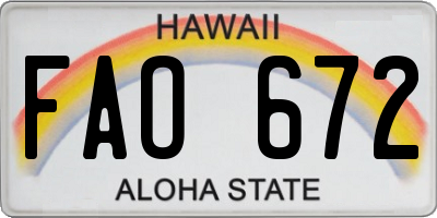 HI license plate FAO672