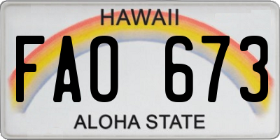 HI license plate FAO673