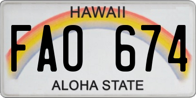 HI license plate FAO674