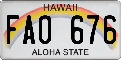 HI license plate FAO676
