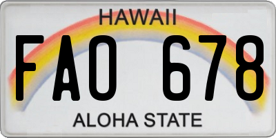 HI license plate FAO678