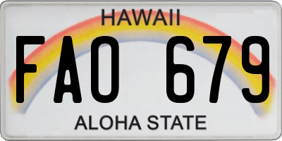 HI license plate FAO679