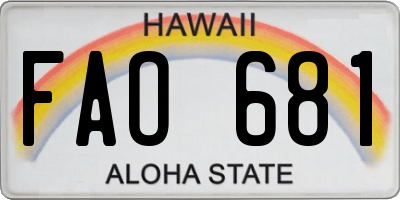 HI license plate FAO681