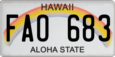 HI license plate FAO683