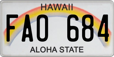 HI license plate FAO684