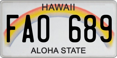 HI license plate FAO689