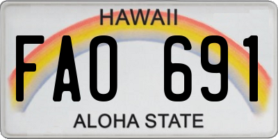 HI license plate FAO691