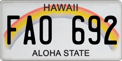 HI license plate FAO692