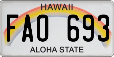 HI license plate FAO693