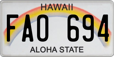 HI license plate FAO694
