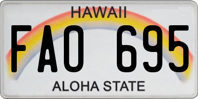 HI license plate FAO695