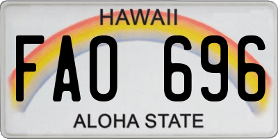 HI license plate FAO696