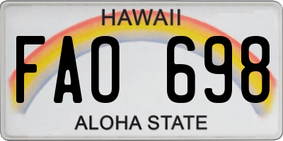 HI license plate FAO698