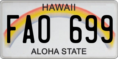 HI license plate FAO699
