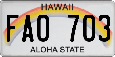 HI license plate FAO703