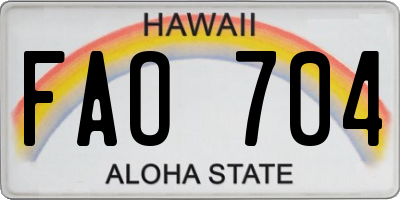 HI license plate FAO704