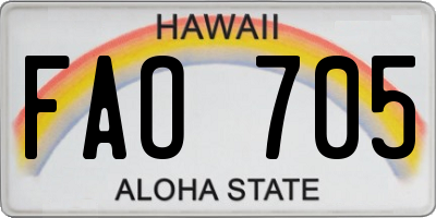 HI license plate FAO705