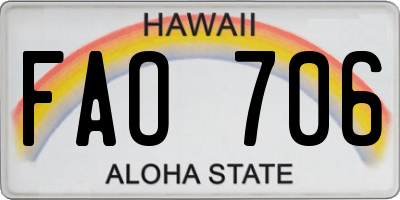HI license plate FAO706