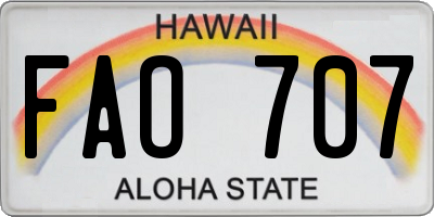 HI license plate FAO707