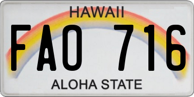 HI license plate FAO716