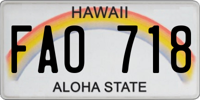 HI license plate FAO718