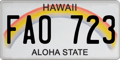 HI license plate FAO723