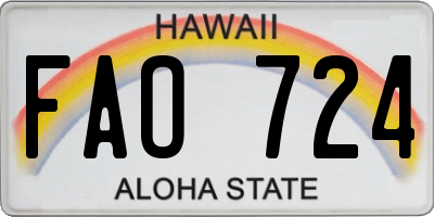 HI license plate FAO724