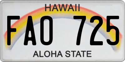 HI license plate FAO725