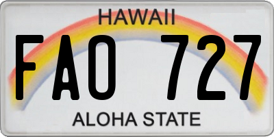HI license plate FAO727