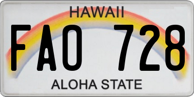 HI license plate FAO728