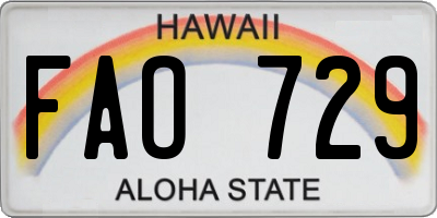 HI license plate FAO729