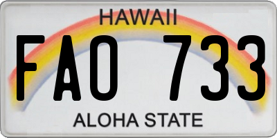 HI license plate FAO733