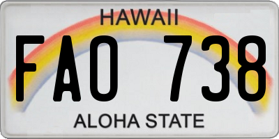HI license plate FAO738
