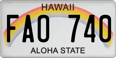 HI license plate FAO740