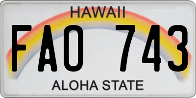 HI license plate FAO743