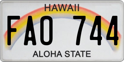 HI license plate FAO744