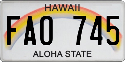 HI license plate FAO745